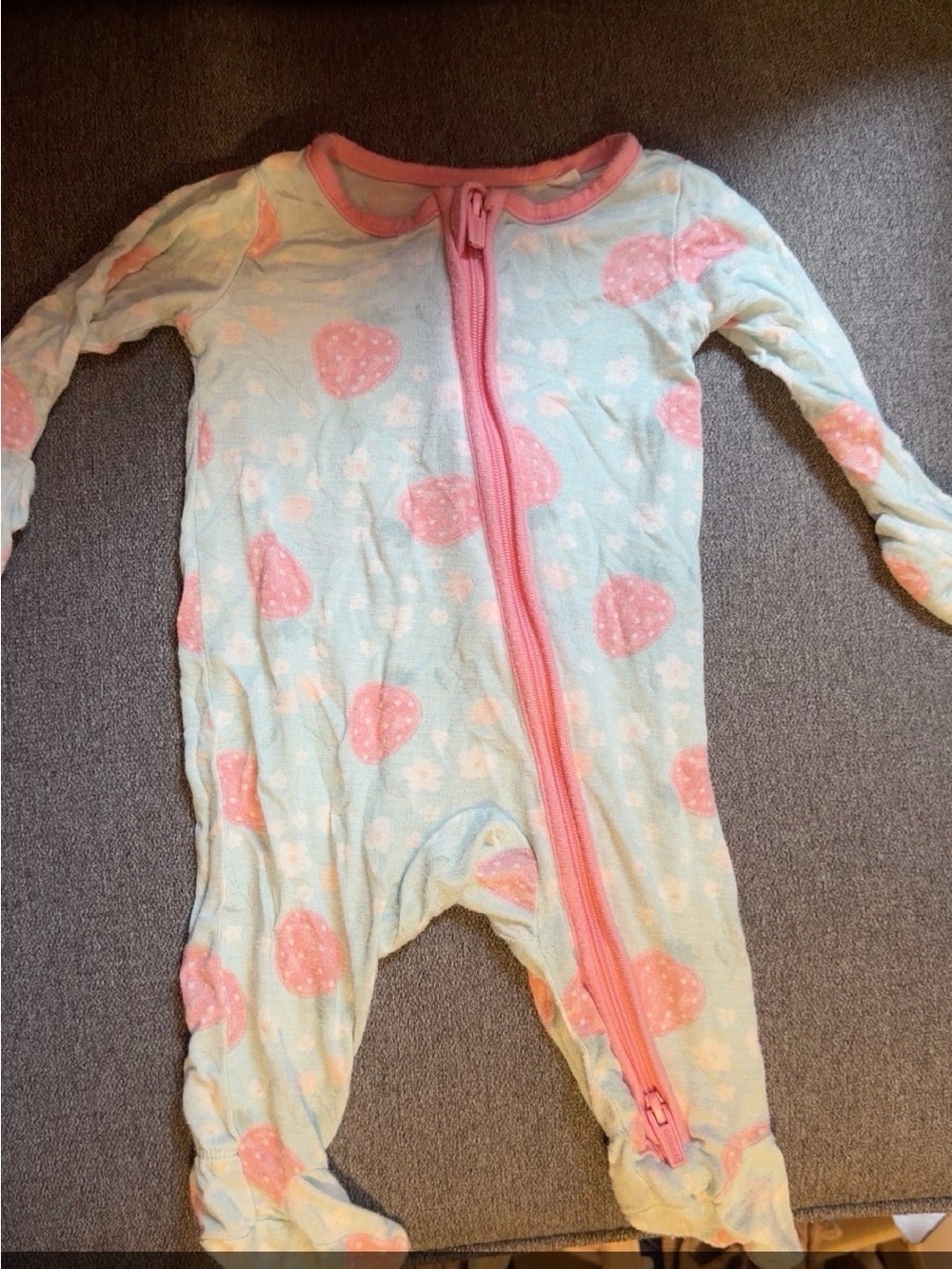 Pink & Cream Baby Footed One-Piece Romper